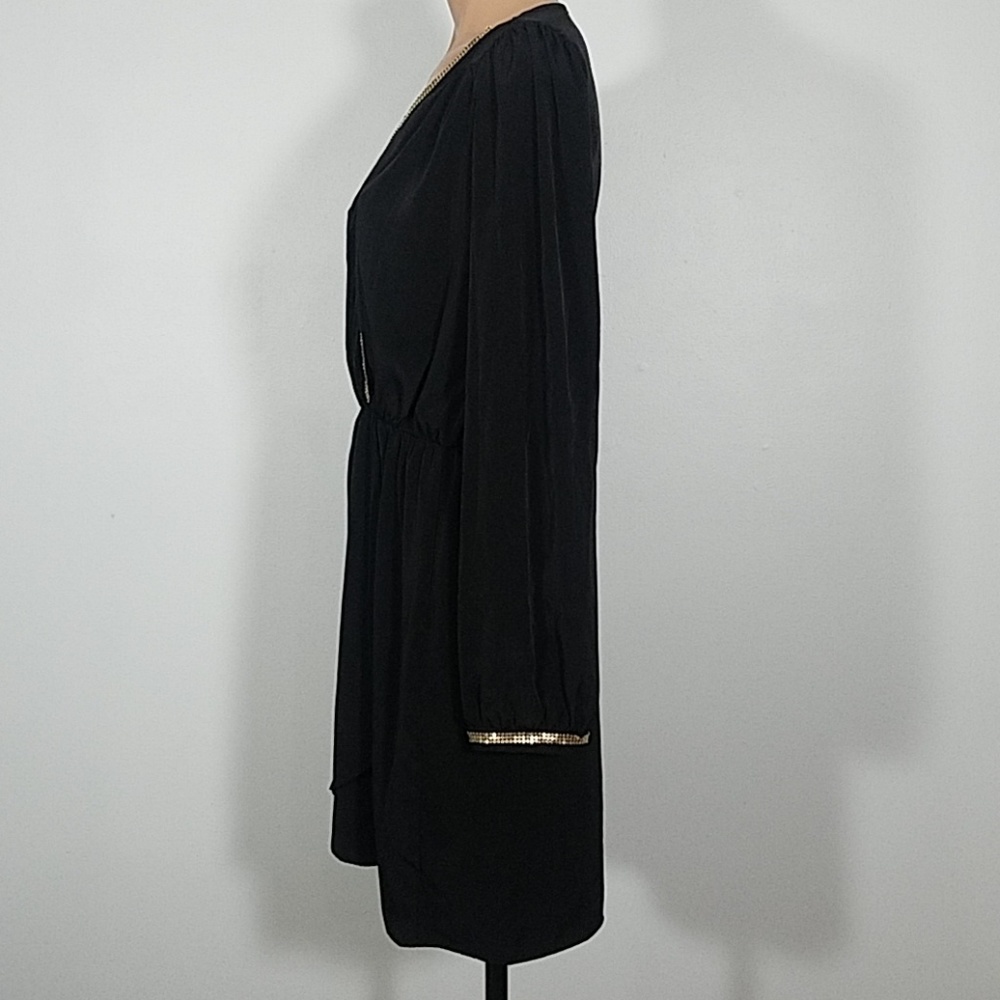 Honey Punch Black Long Sleeve Wrap Dress - Picture 4 of 7